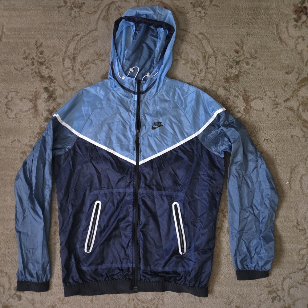 Nike Men's Blue and Navy Windbreaker Jacket Large